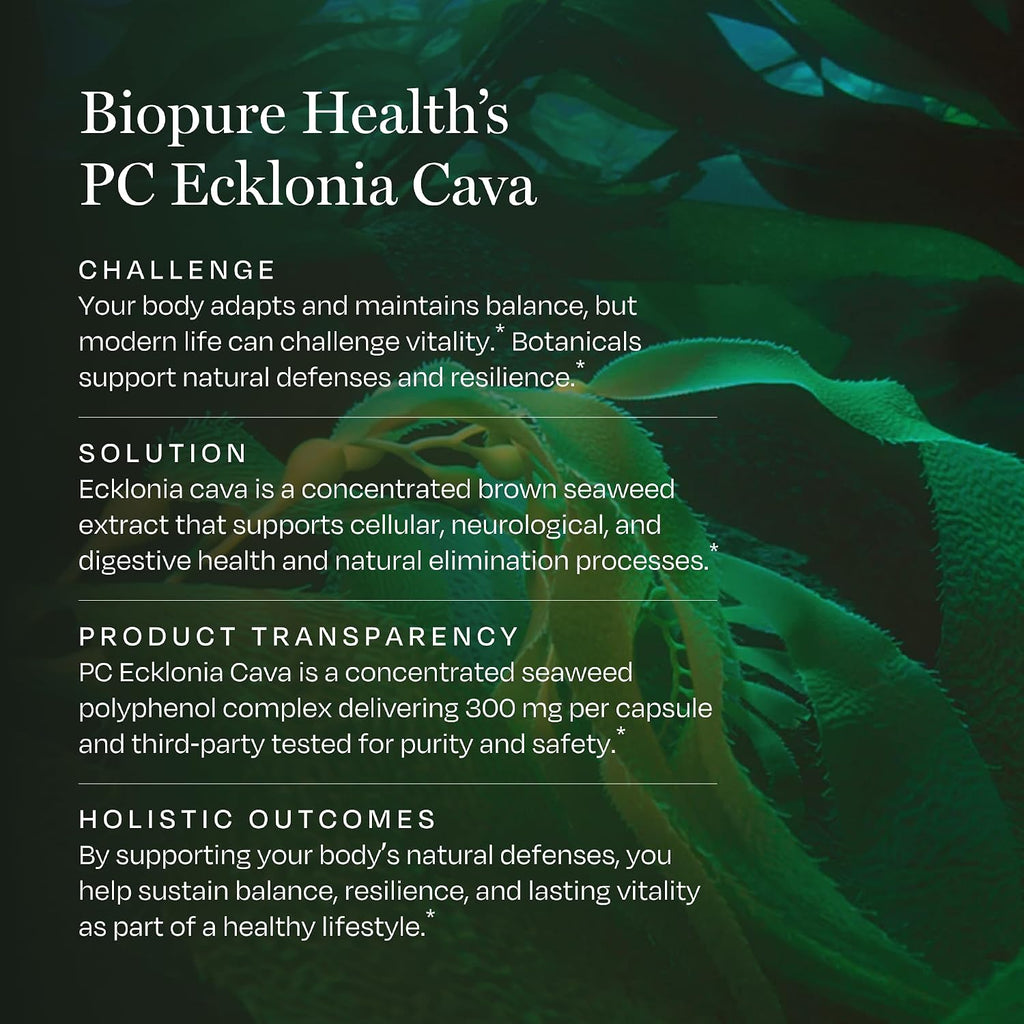 BioPure PC Ecklonia Cava Cápsulas – Complejo de Polifenoles Marinos, 75 Cápsulas