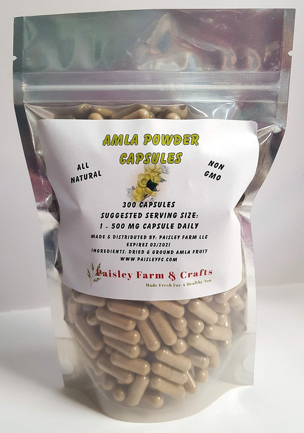 Cápsulas de Amla (Grosella India) - 300 unidades - Hechas frescas bajo demanda