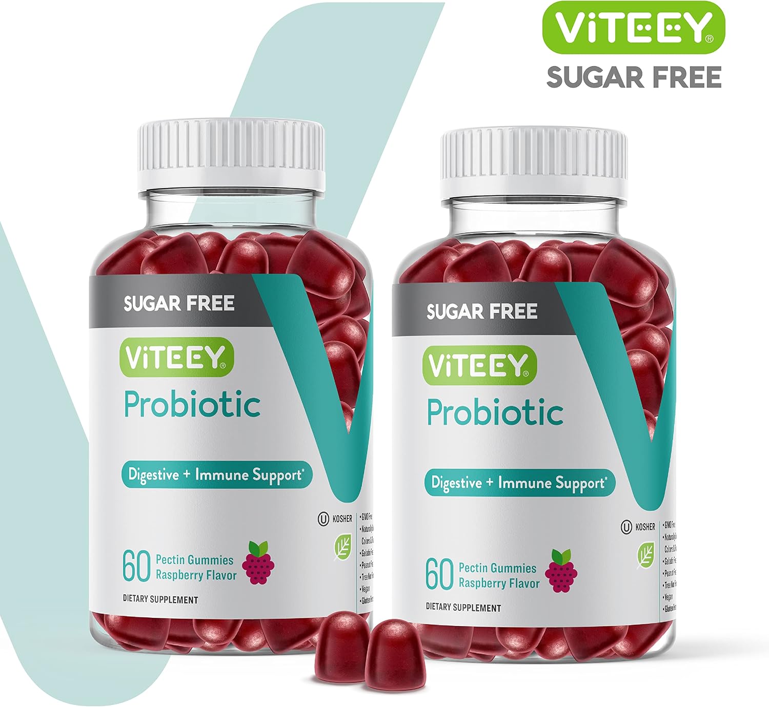 Viteey Probióticos en Gominolas para Mujeres, Hombres y Adolescentes - 2 Mil Millones de UFC - Sin Azúcar