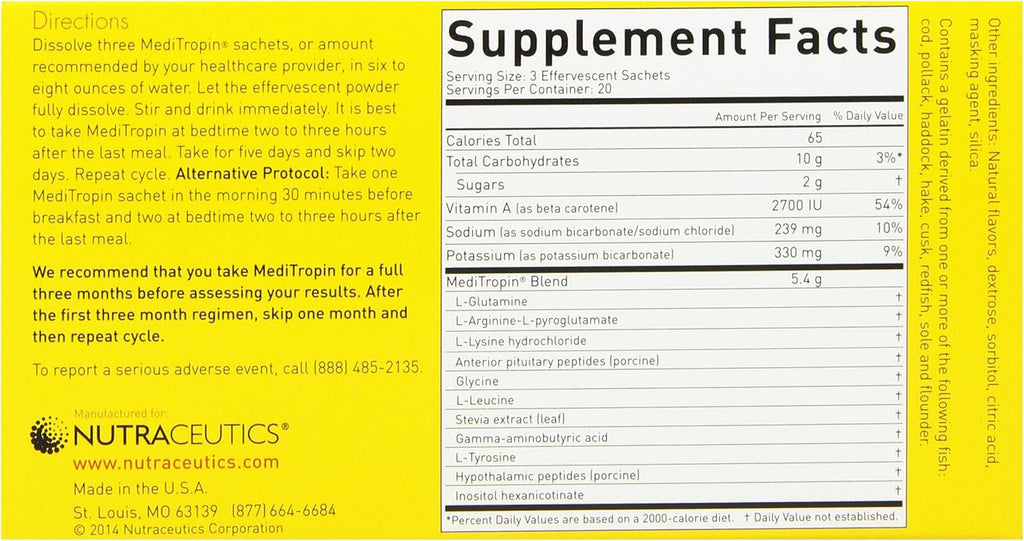 Nutraceutics Meditropin – Suplemento de Aminoácidos Anti-Envejecimiento – 60 Sobres