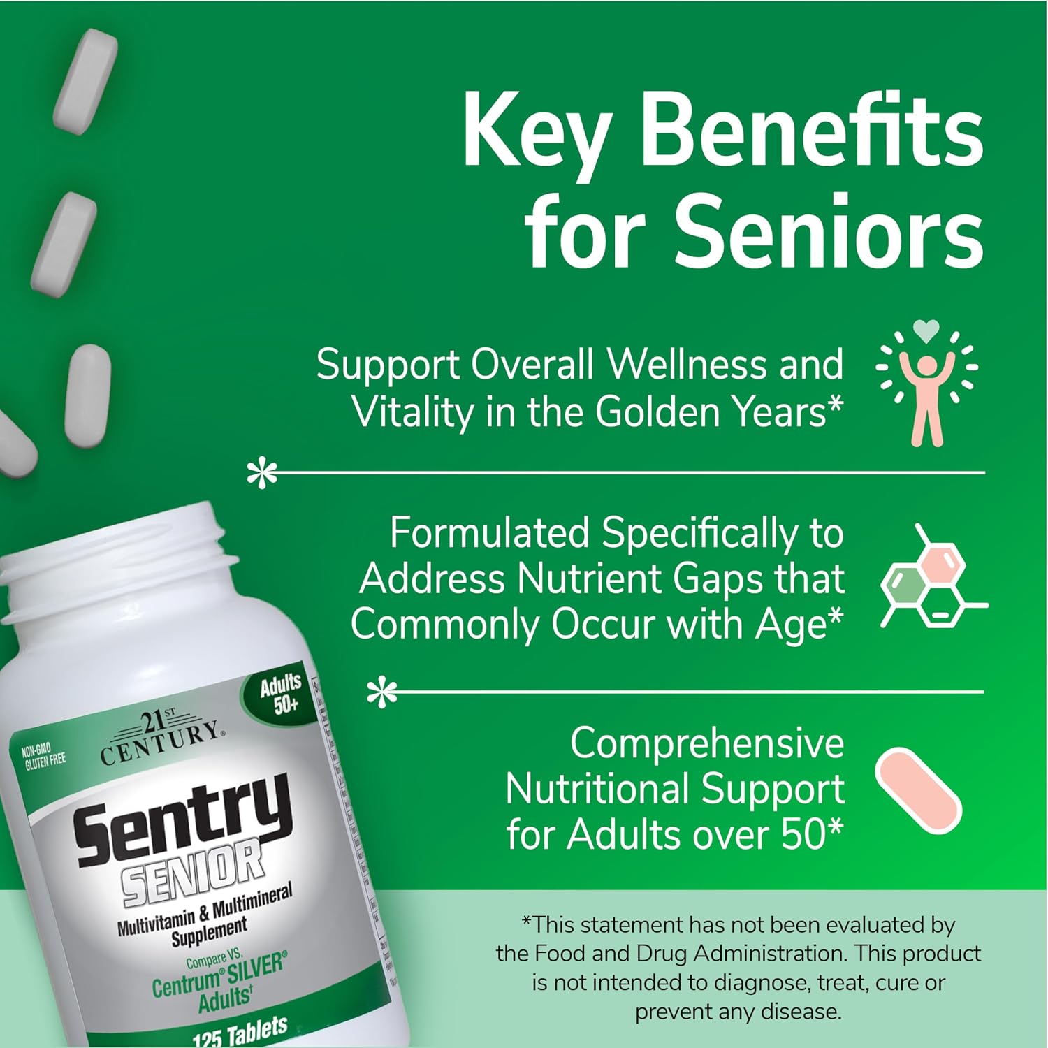 21st Century Sentry Senior Multivitamínico para Adultos 50+ | 265 Comprimidos