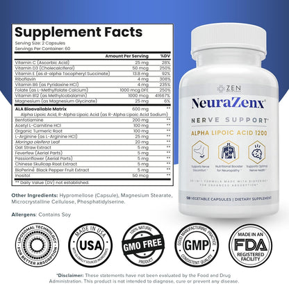 Zen Nutrients NeuraZenX - Suplemento de – Benfotiamina: Forma biodisponible de vitamina B1, esencial para el – Image 2
