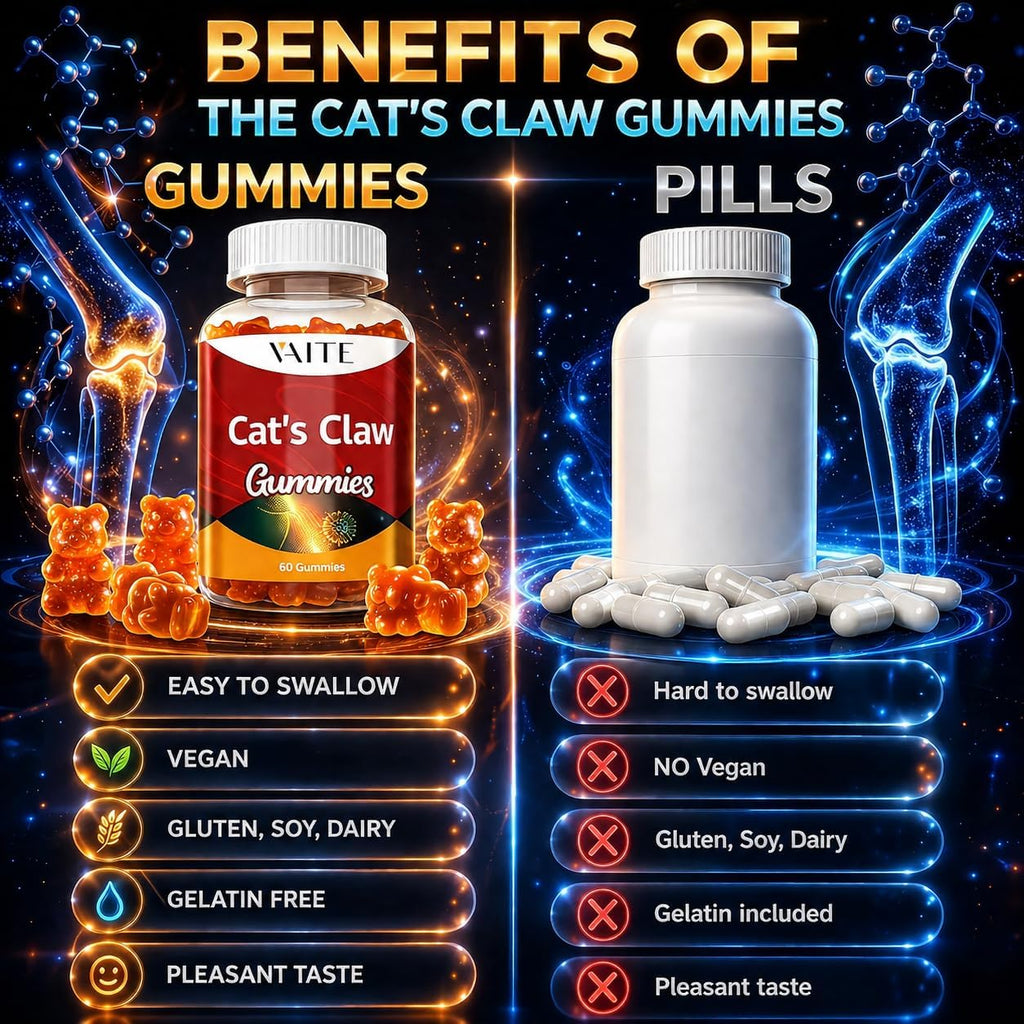 Gominolas de Uña de Gato 1000mg - Extracto de Uncaria Tomentosa, Vegano, Sin Azúcar, Sin Gluten (60 unidades)