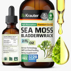 BIO KRAUTER® 2-in-1 Sea Moss y Bladderwrack Gotas – Suplemento Vegano de Algas Marinas, 59 ml