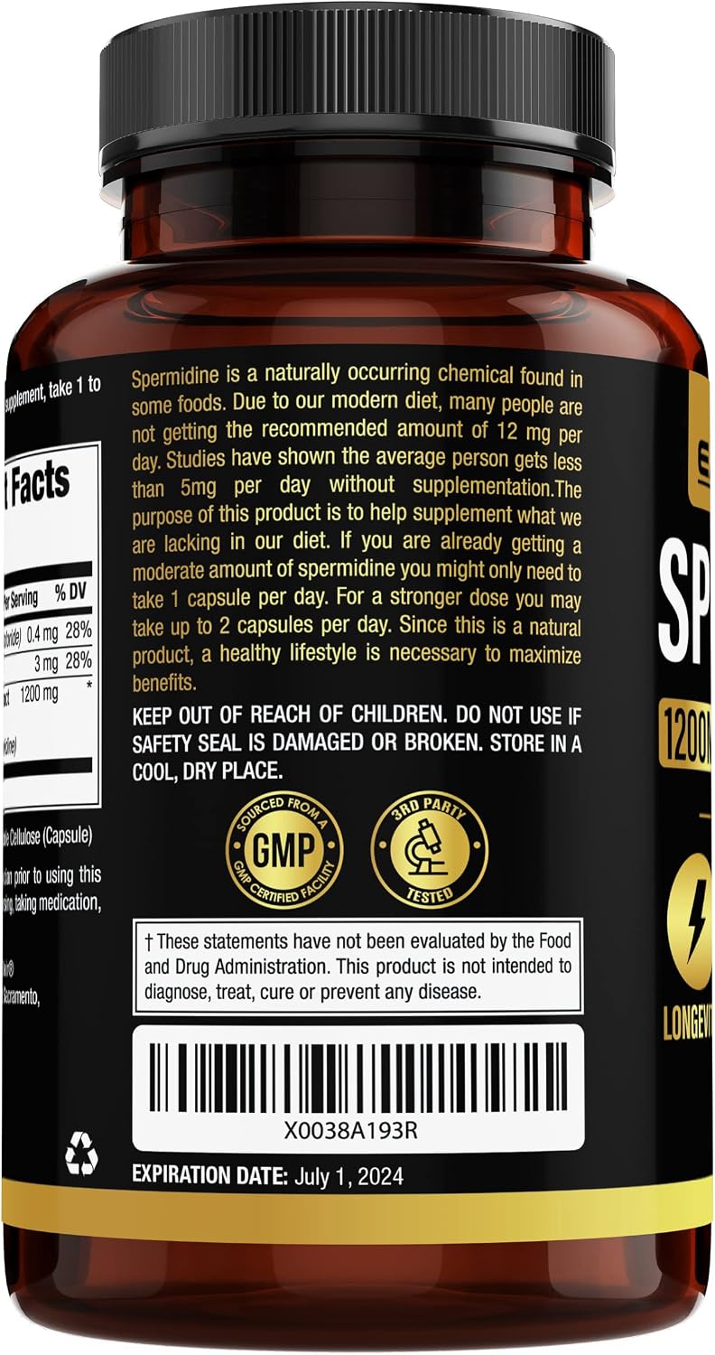 Earth Elixir Espermidina 1200mg (90 Cápsulas) – Antiaging – Extracto de Germen de Trigo Fermentado