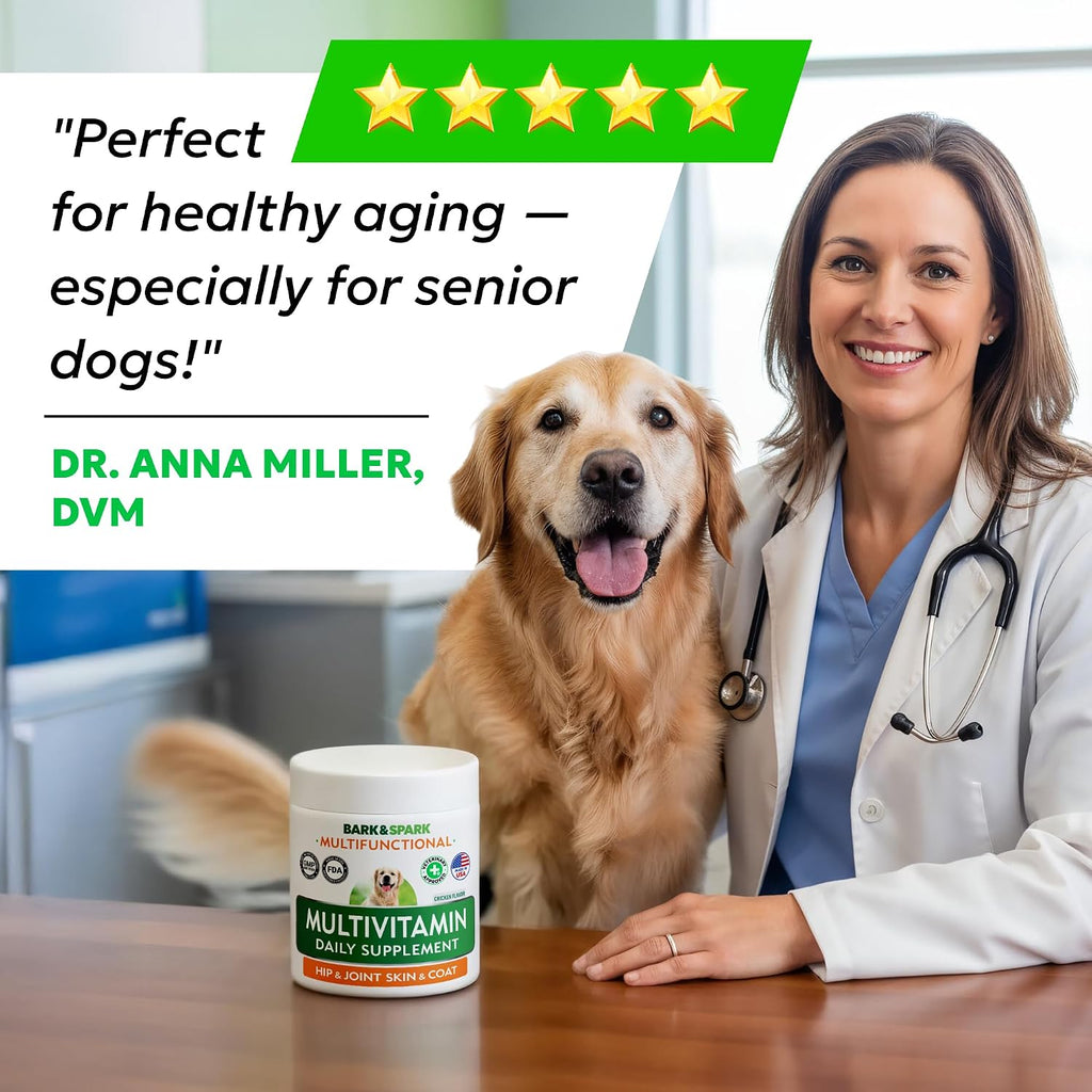 BARK&SPARK Multivitamínico para Perros con Glucosamina, Condroitina y Omega 3 - 120 Comprimidos