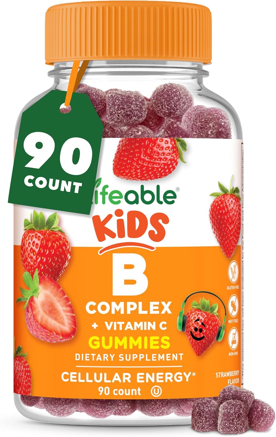 Lifeable Complejo B para Niños con Vitamina C - Gominolas Veganas de Vitaminas B - 90 Gominolas