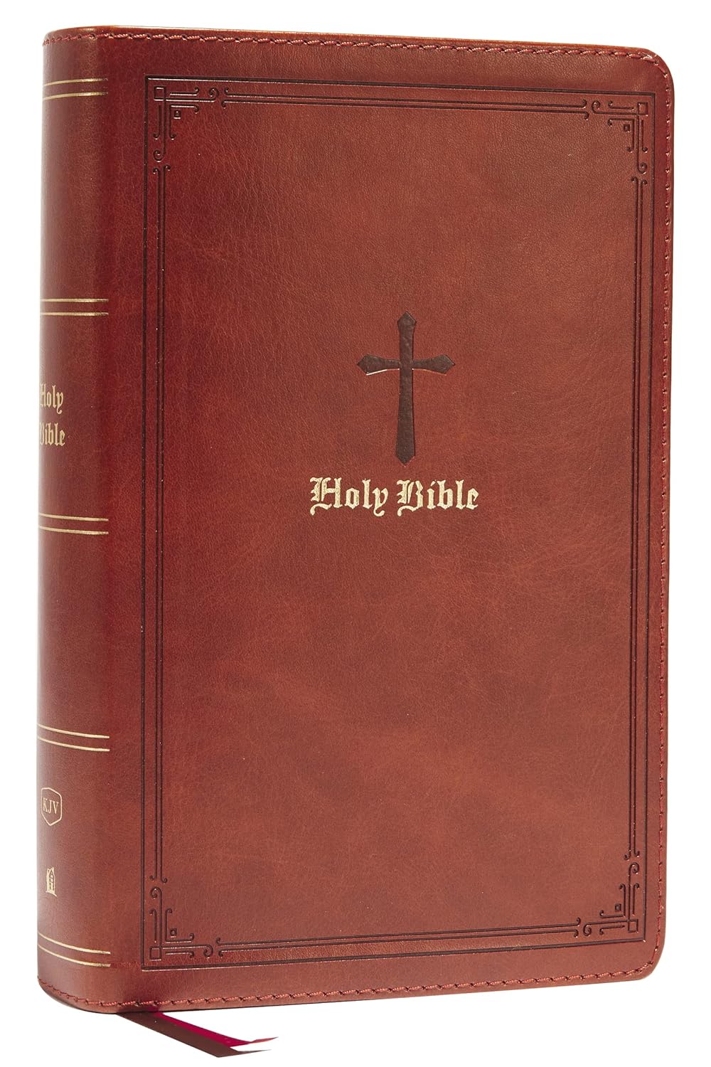 Biblia KJV Letra Grande con Referencias Cruzadas - Piel Marrón - Tamaño Personal
