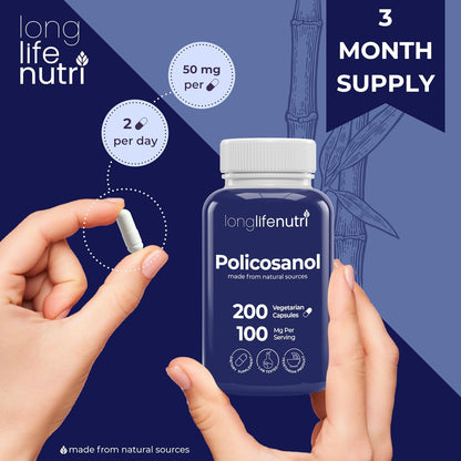 LongLifeNutri Policosanol 100mg - 200 Cápsulas Vegetarianas – Image 5