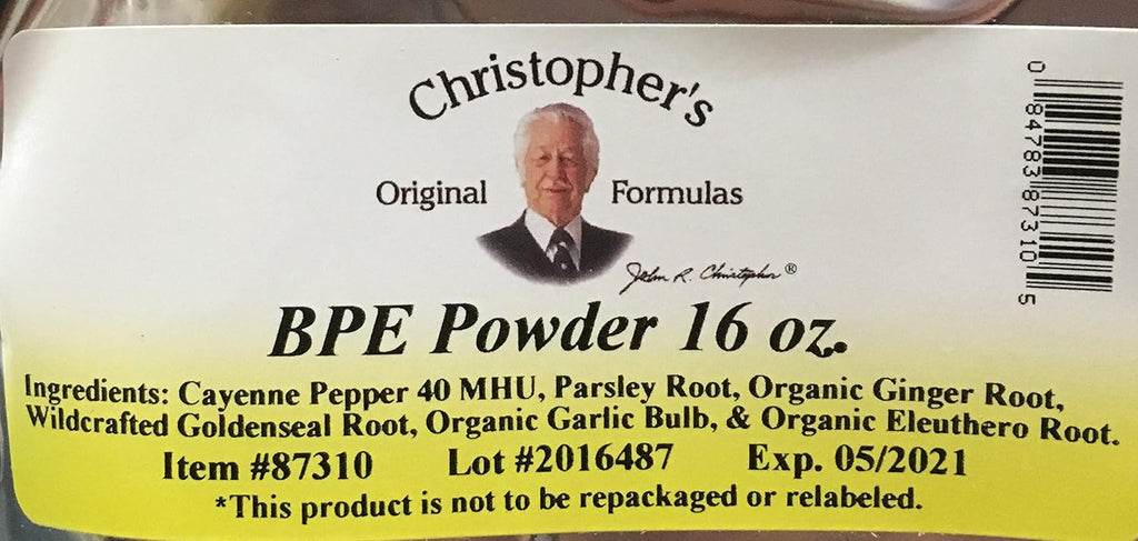Christopher's Original Formulas BPE Powder | 454 g Mezcla Herbal | Fórmula Original | Puro, Sin Rellenos ni Químicos | Fabricado en EE. UU.