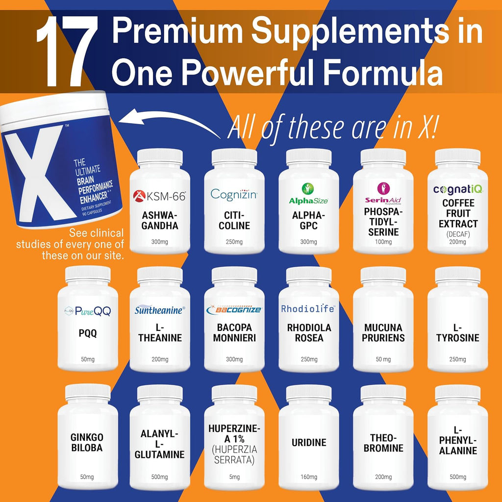 X – Suplemento de Rendimiento Cerebral para Enfoque y Claridad Mental