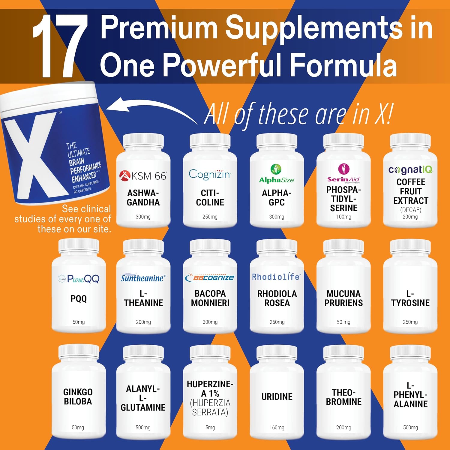 X – Suplemento de Rendimiento Cerebral para Enfoque y Claridad Mental