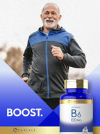 Carlyle Vitamina B6 100mg | 250 Comprimidos | Piridoxina Clorhidrato | Vegetariano, Sin Gluten, No GMO