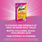 Nature's Way Alive! Cabello, Piel y Uñas con Colágeno 75 mg y Biotina 2500 mcg, 60 cápsulas blandas