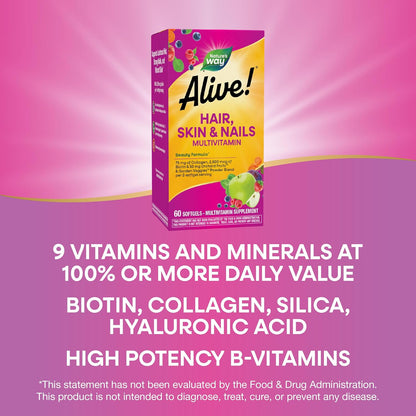 Nature's Way Alive! Cabello, Piel y Uñas con – Energía celular: El complejo de vitaminas B (B1, B2, B3, B5, B6, – Image 4