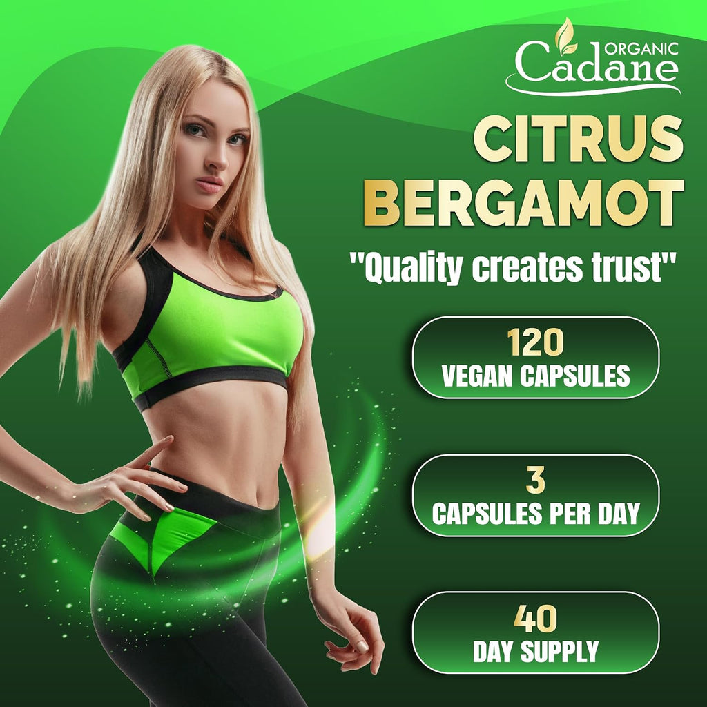 Cadane Citrus Bergamot Supplement | Heart & Immune System | Vegan, Non-GMO – 120 Cápsulas – 40 Días