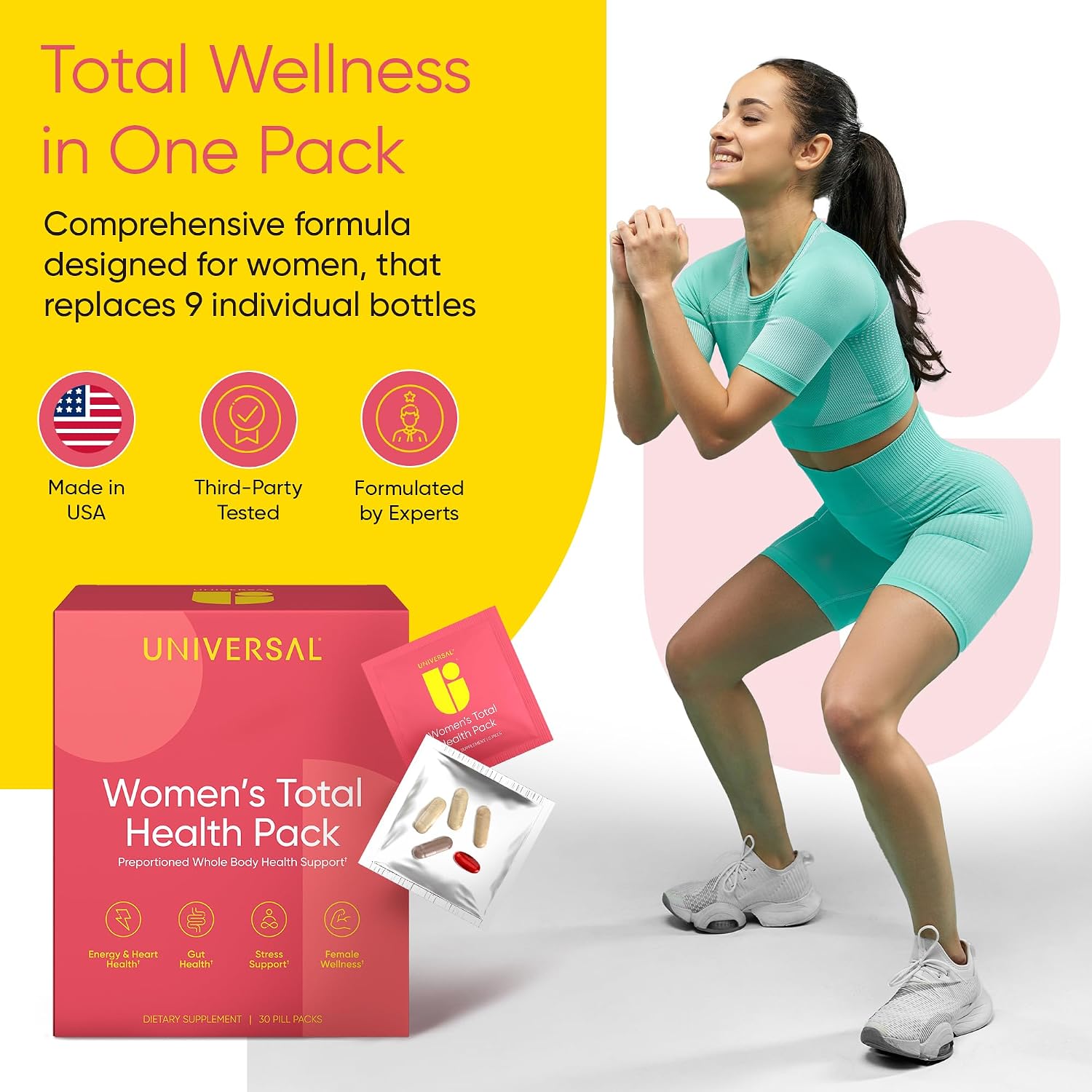 Universal U Women's Total Health Vitamin Packs — Pack Diario de Vitaminas para Mujeres, 30 Sobres