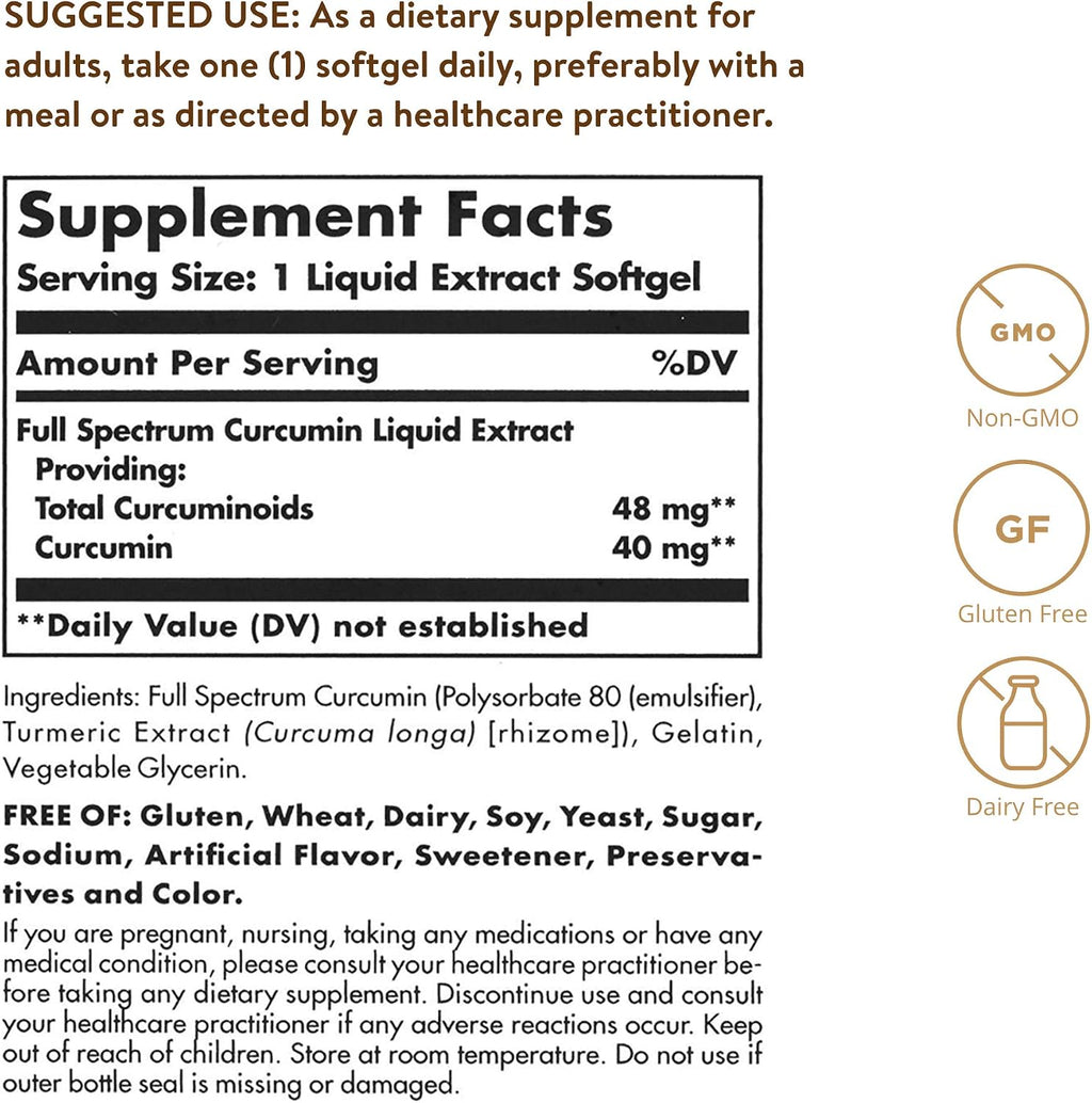 Solgar Full Spectrum Curcumin - 105 LiCaps - Absorción Superior