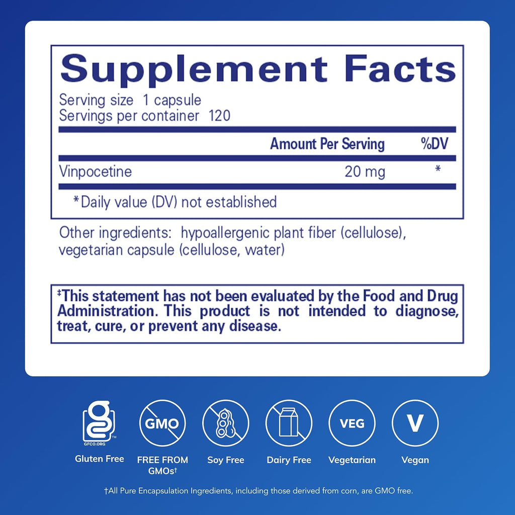 Pure Encapsulations Vinpocetina 20 mg - 120 Cápsulas
