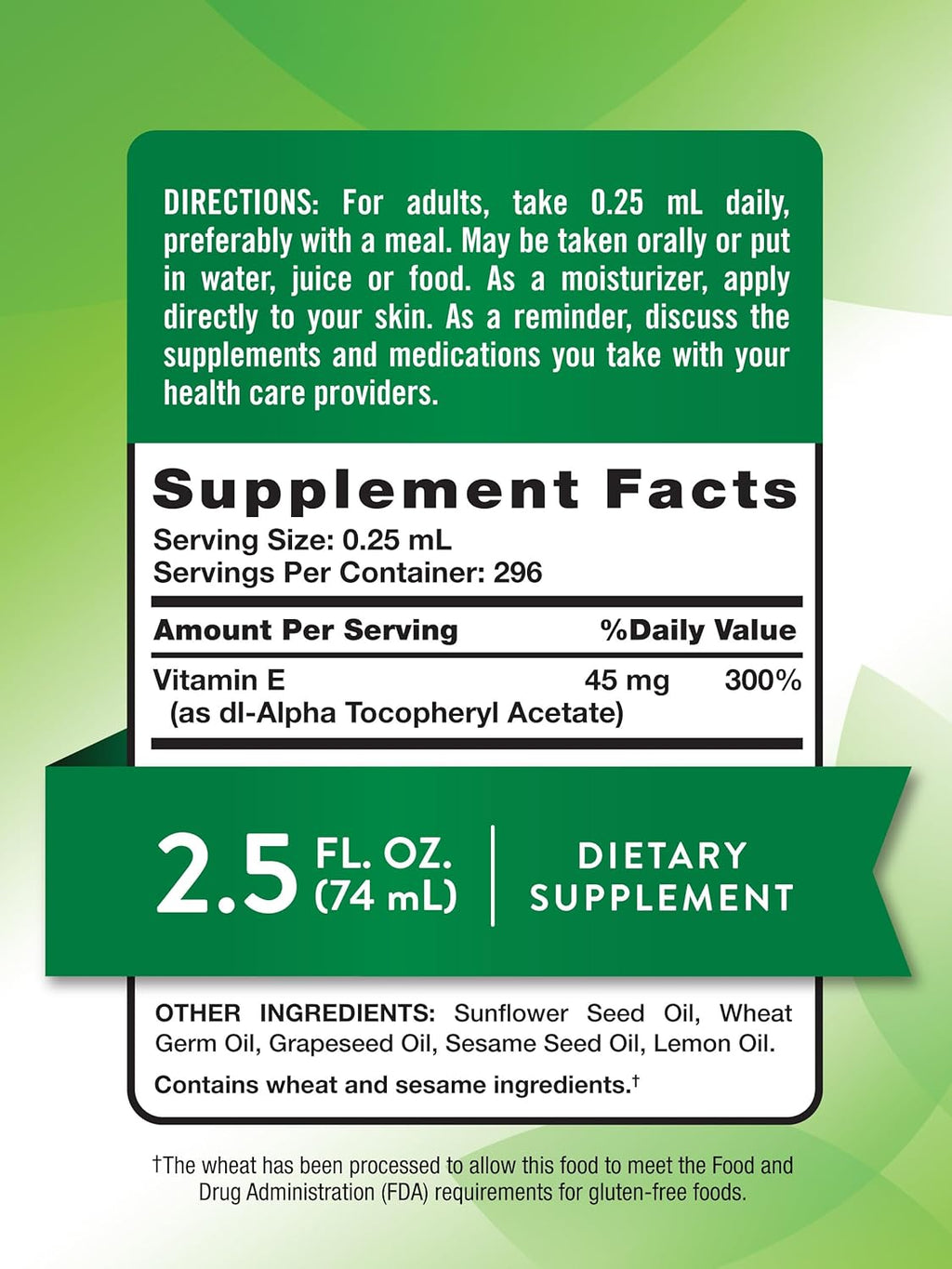Nature's Truth Aceite de Vitamina E 30.000 UI | 74 ml | Uso Oral y Tópico | Vegano