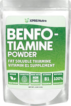 XPRS Nutra Benfotiamine Powder (Thiamine) - Fat Soluble Happy Heart Thiamine Supplement - Advanced Vitamin B1 Benfotiamine for a Cognitive Boost - Vegan Friendly Benfotamine Powder (4 Ounce)