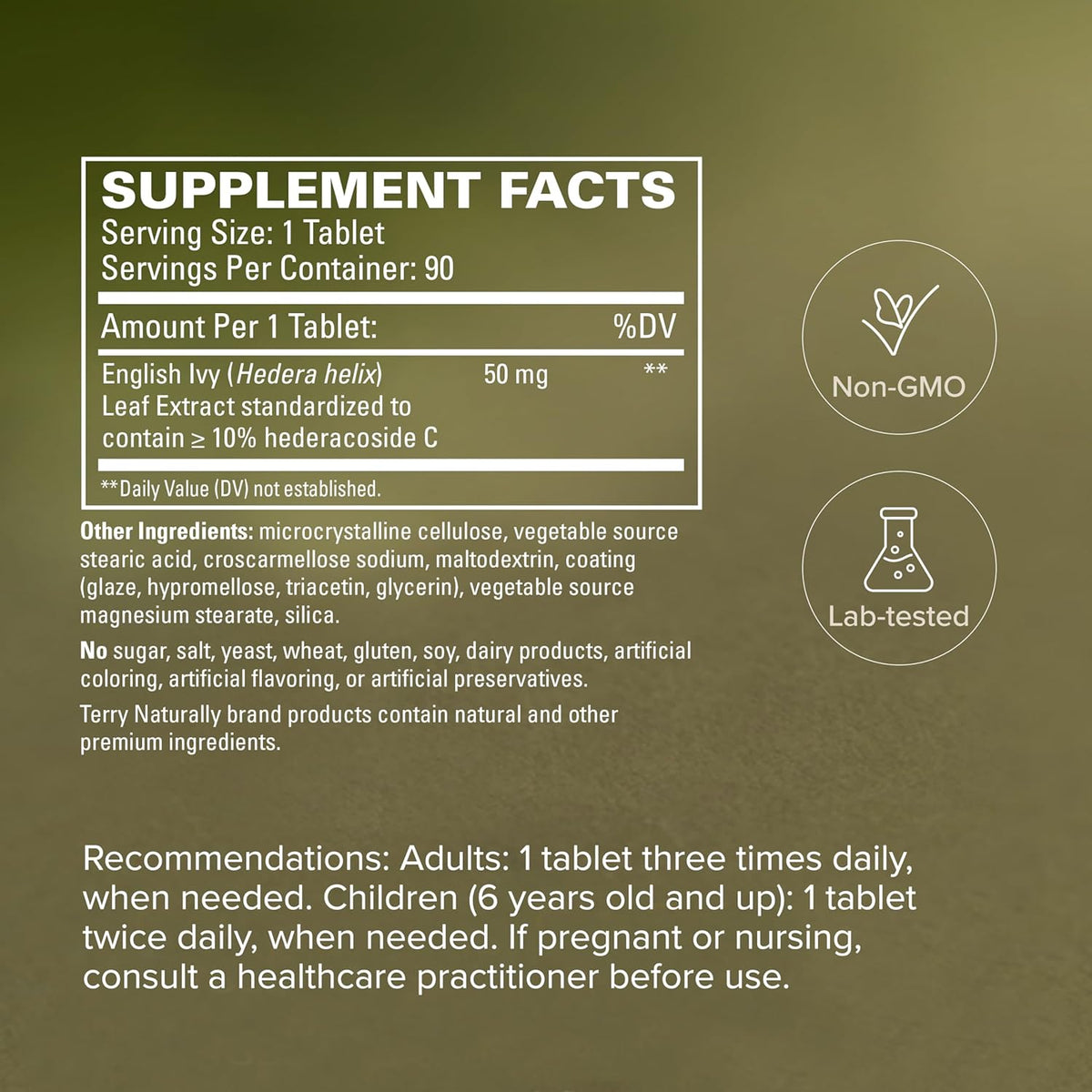 Terry Naturally Bronchial Clear Extracto de Hoja de Hiedra 90 Comprimidos – Image 5