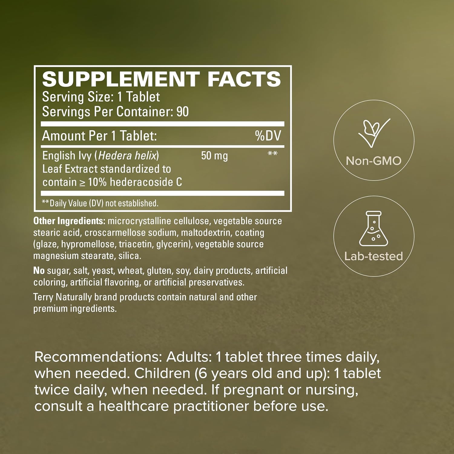 Terry Naturally Bronchial Clear Extracto de Hoja de Hiedra 90 Comprimidos