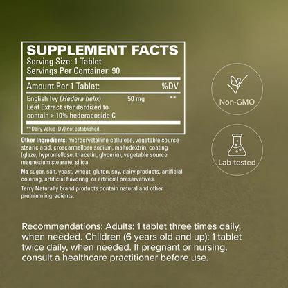 Terry Naturally Bronchial Clear Extracto de Hoja de Hiedra 90 Comprimidos – Image 5