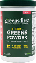 Greens First Original Greens Powder - Superfoods with 49 Organic Ingredients - Probiotics & Digestive Enzymes - Berry Flavor - 30 Servings