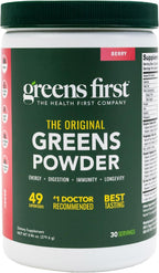 Greens First Original Greens Powder - Superfoods with 49 Organic Ingredients - Probiotics & Digestive Enzymes - Berry Flavor - 30 Servings