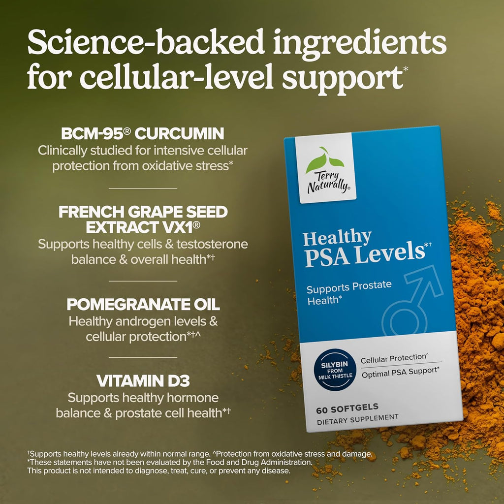 Terry Naturally Healthy PSA Levels - Suplemento para la salud prostática y equilibrio hormonal - 60 cápsulas blandas