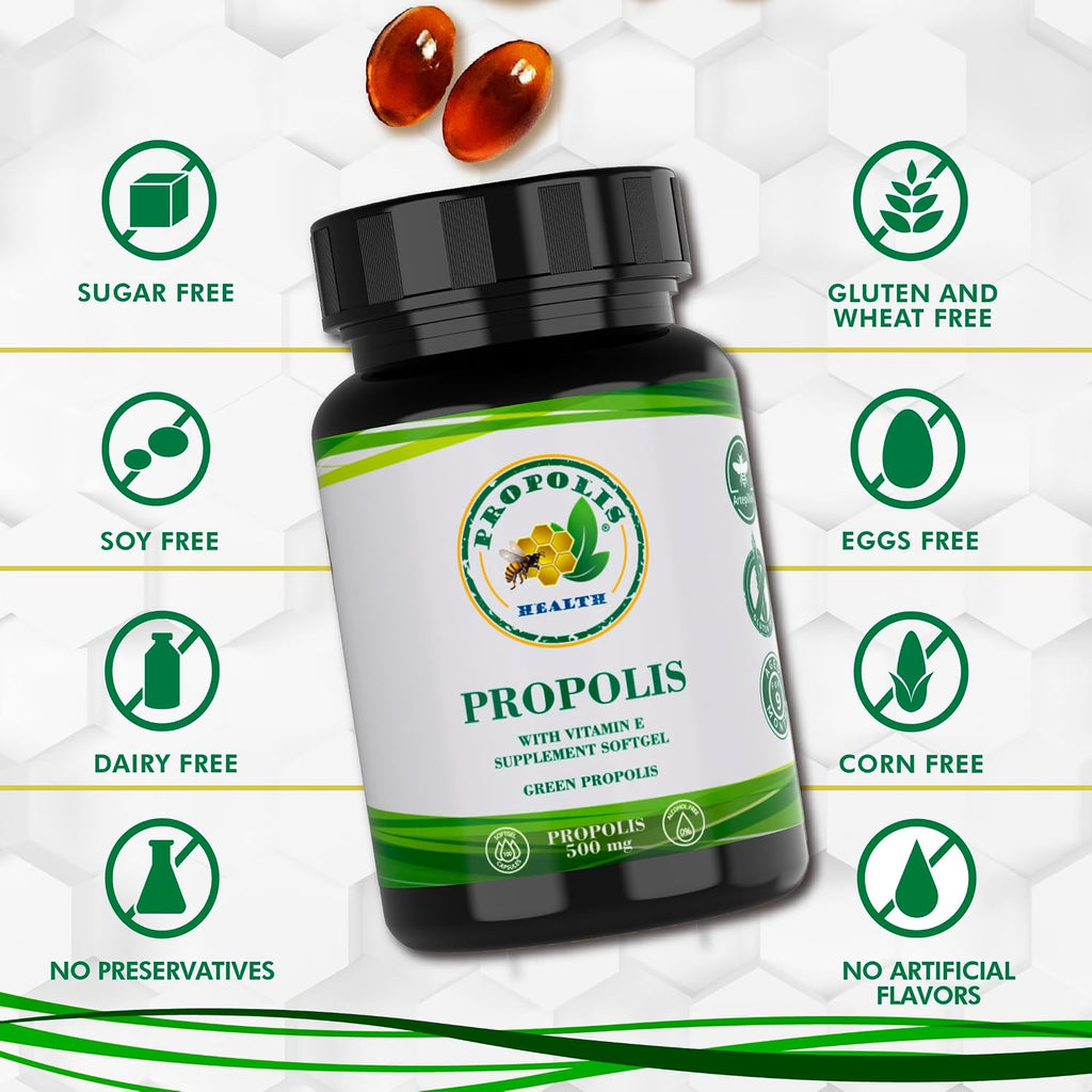 Propolis Health Cápsulas de Propóleo con Vitamina E 1000mg (100 Cápsulas)