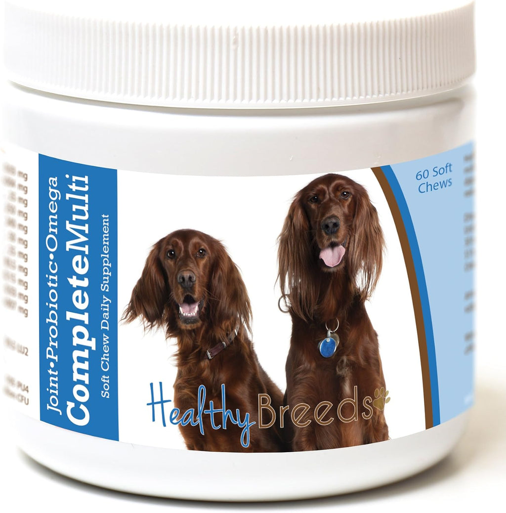 Healthy Breeds Irish Setter Multivitamínico Completo con Probióticos, Glucosamina, Condroitina y Omega - 60 masticables blandos