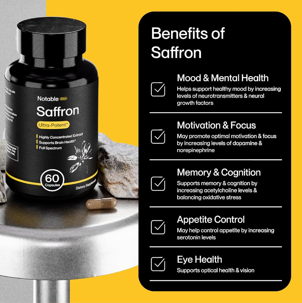 Notable Extracto de Azafrán Ultrapotente – 30 mg, 60 Cápsulas