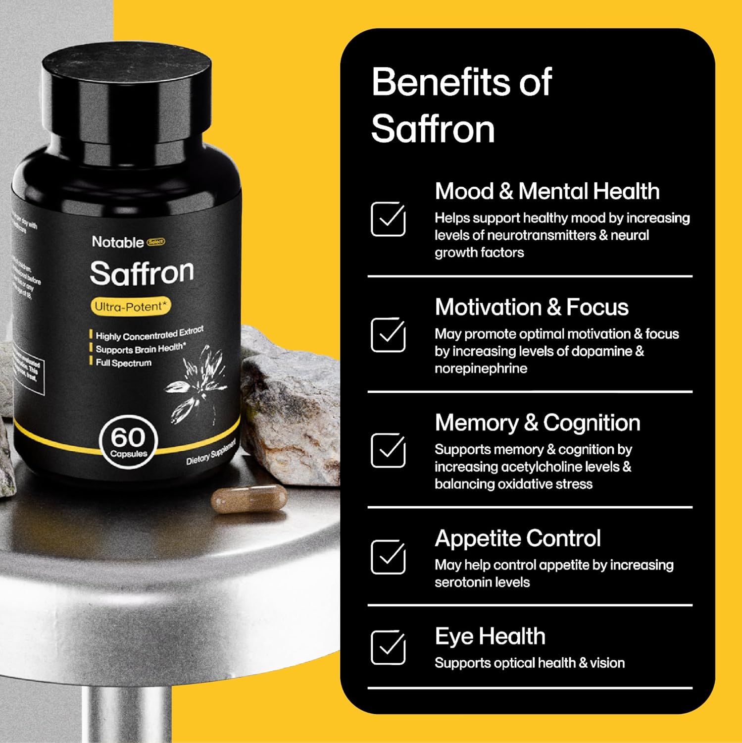 Notable Extracto de Azafrán Ultrapotente – 30 mg, 60 Cápsulas