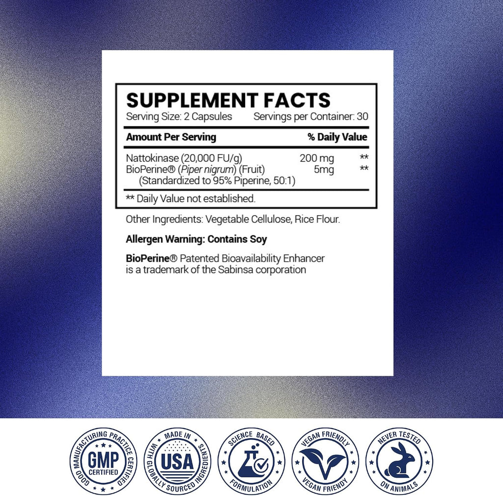 Research Verified Nattokinase 4000 FU - Apoyo Circulatorio - Con BioPerine, Sin Vitamina K2 - 60 Cápsulas - Pack de 6