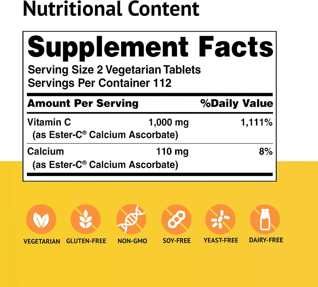 American Health Ester-C Vitamina C 500 mg Comprimidos Recubiertos, 225 Unidades