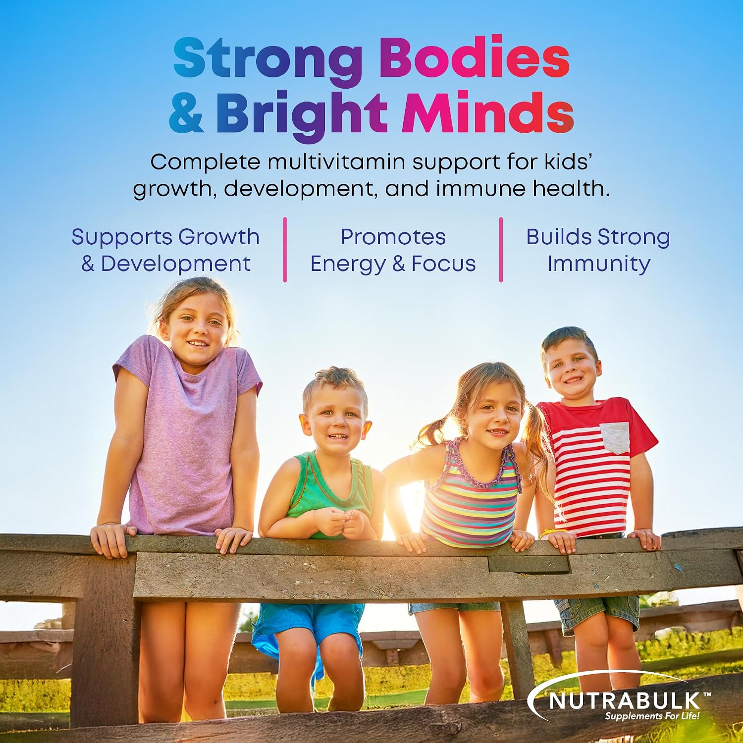 Multivitamínico Infantil Masticable NutraBulk - 500 Comprimidos Sabor Cereza