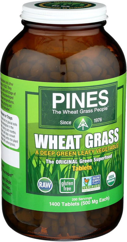 Pines Organic Wheat Grass, 1400 comprimidos – Sin gluten: Apto para personas con sensibilidad al gluten o – Image 2