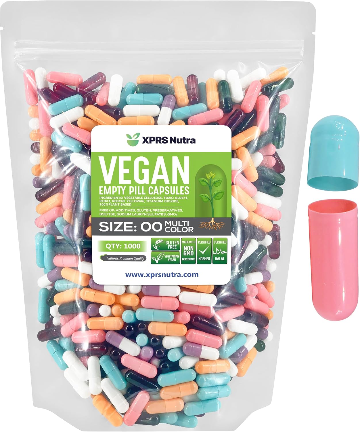 XPRS Nutra Cápsulas Vacías Tamaño 00 - 5000 uds, Veganas y Vegetarianas