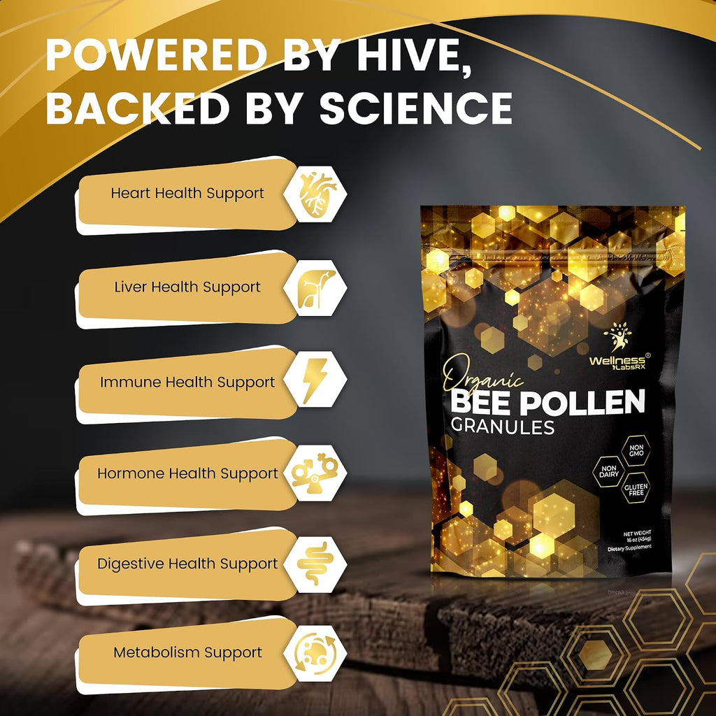 Gránulos de Polen de Abeja Orgánico, 2 Lb (2 Paquetes) - Superalimento Natural con Proteínas, Vitaminas y Minerales, Sin Gluten
