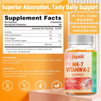 Vitamin K2 MK-7 Gominolas 100mcg, Extra Strength, Sabor Naranja Natural, Vegano, 120 Gominolas
