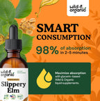 Wild & Organic Gotas de Olmo Resbaladizo - Extracto Líquido de Corteza de Ulmus Rubra - Sin Alcohol, Vegano - 2 fl oz