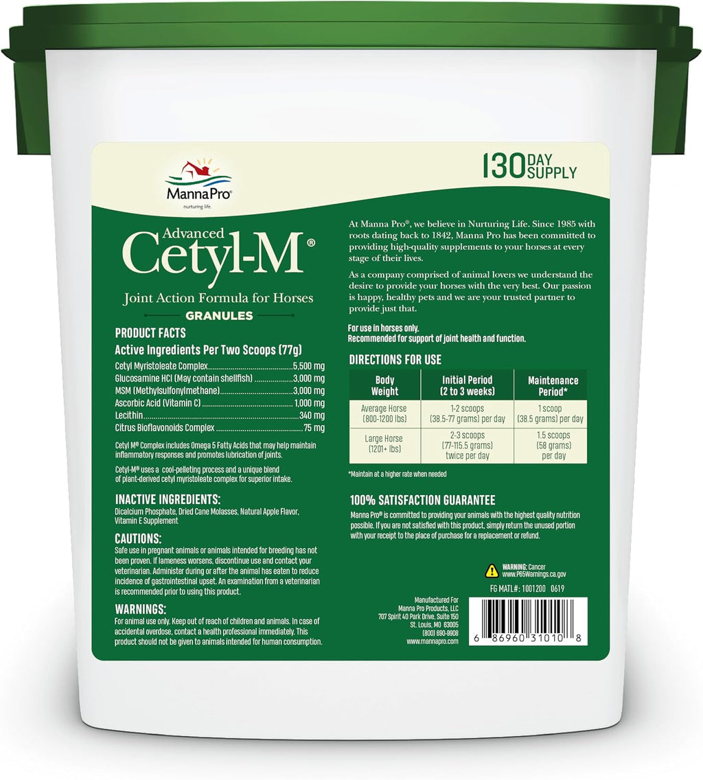 Manna Pro Cetyl-M Suplemento Articular para Caballos con Omega 5, 5.08 kg