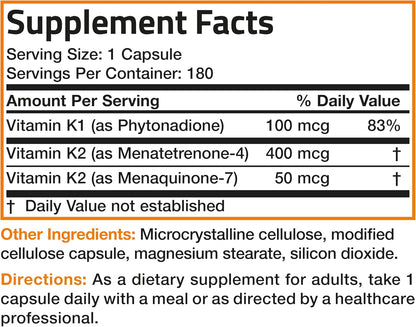 Vitamin K Triple Play: Complejo de Vitamina K1, K2 MK7 y K2 MK4, 180 Cápsulas – Image 8