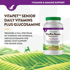 NaturVet VitaPet Senior Daily Vitamins Plus Glucosamine - 180 Comprimidos Masticables para Perros Mayores