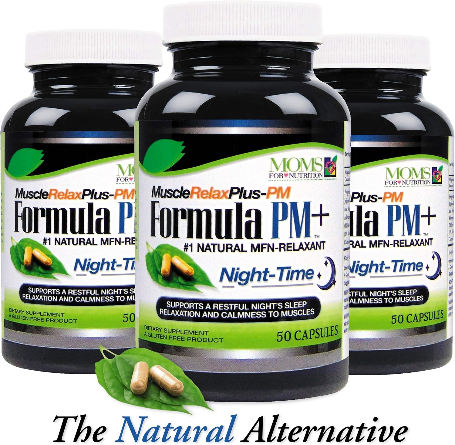 Fórmula Nocturna MuscleRelax 100% Natural – Más de 1.500 mg de Glicinato de Magnesio para los Músculos, Sin Gluten – 50 Cápsulas