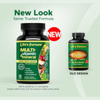 Life's Fortune Multivitamínico Completo de Alimentos Integrales para Hombres y Mujeres - Apoyo Energético Diario, Inmunidad, Cerebro y Metabolismo - Sin Hierro, 60 Comprimidos Veganos