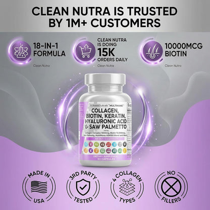 Clean Nutraceuticals Colágeno con Biotina – Queratina: proteína fibrosa que forma parte de la estructura del – Image 8