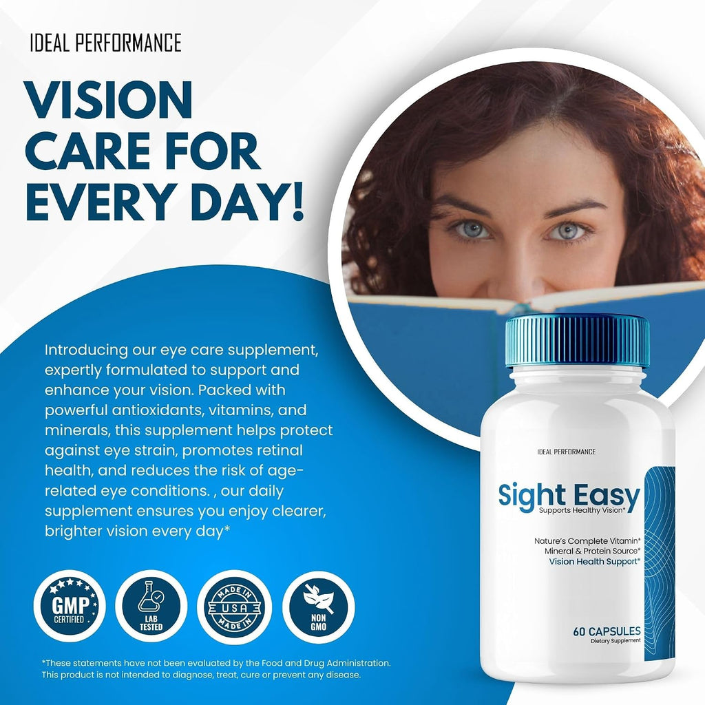 Sight Easy Cápsulas de Vitaminas y Minerales para la Visión - Fórmula Máxima Potencia, SightEasy para una Visión Saludable y Apoyo a la Función Ocular, Fórmula Avanzada Natural (Paquete de 5)